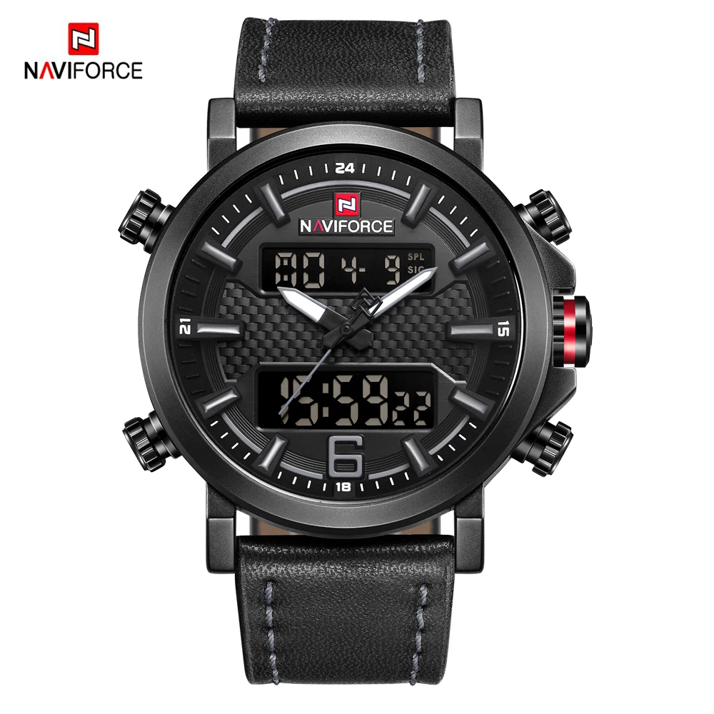 Goede NAVIFORCE Top Luxe Merk Militaire Quartz Heren Horloges LED Datum Analoge Digitale Horloge Mannen Mode Sport Klok Relogio Masculino