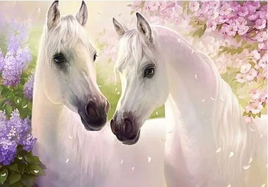 Две белые лошади, 40*30 см, алмазная вышивка, 3d Алмазная вышивка крестиком, модная Алмазная мозаика, стразы