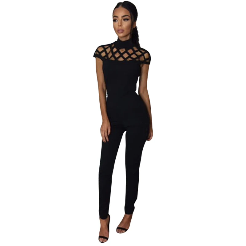 

NEW Womens Jumpsuit Rompers Cutout Short Sleeve Bodycon Turtleneck Jumpsuit Sexy LJ7429E