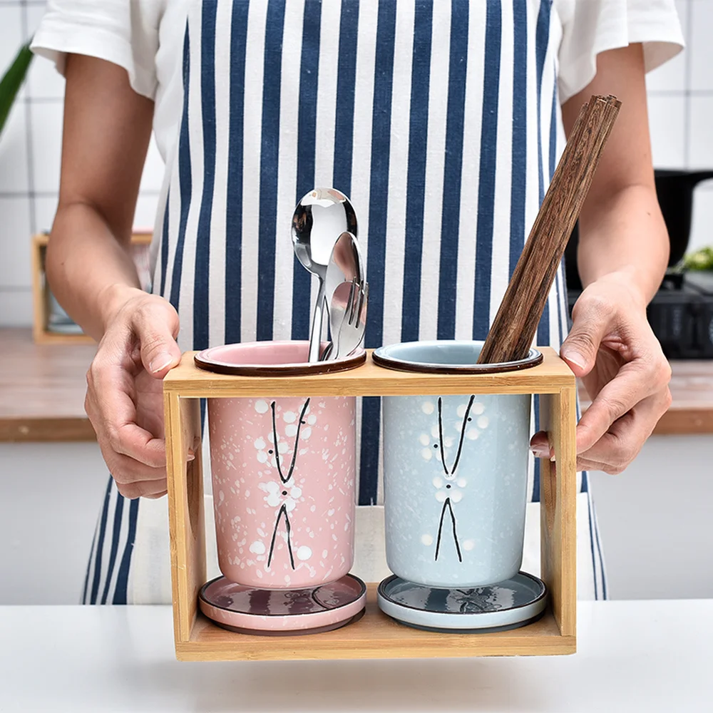 Ceramic chopsticks storage box drain creative moldproof household