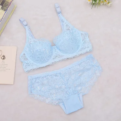 cute underwear sets 2022 New Lace Bra Set Plus Size Sexy Padded Bras Women Bra Sets Floral Push Up Underwire Bras Underwear Women Lingerie set sexy underwear sets Bra & Brief Sets