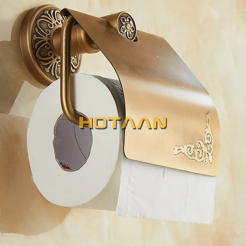 Billig Freies Verschiffen, Feste AluminiumToilet Papier Halter Antike Messing Farbe Tissue Rollen Papier Box Klassische Bad Zubehör YT 14292