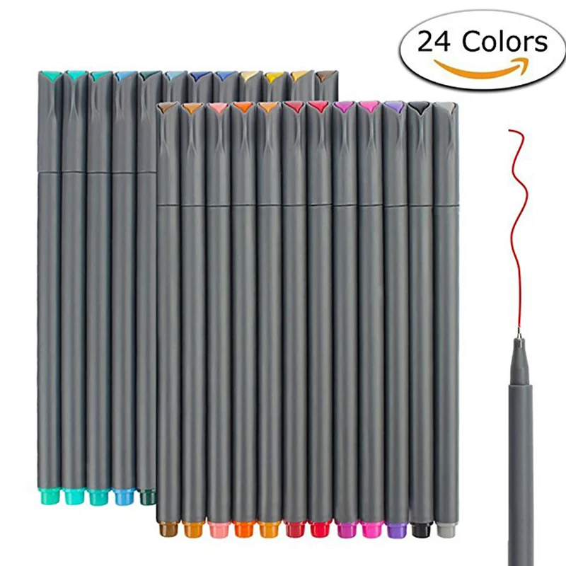 Набор ручек Fineliner 24 цвета мелкий наконечник маркеры для рисования набор маркеров