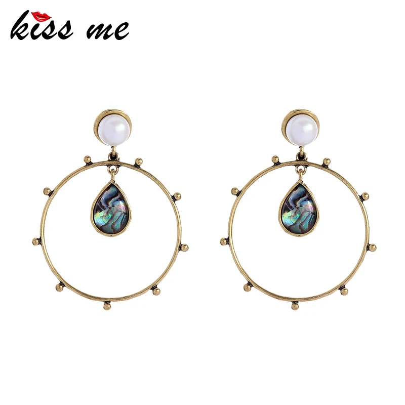 

KISS ME New Statement Earrings Christmas Alloy Acrylic Water Drop Round Big Earrings for Women Retro Accessories