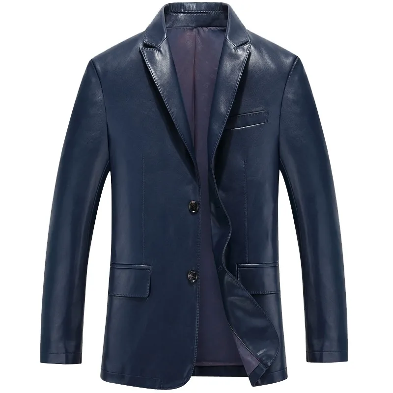 Autumn Fashion Real leather SLim Fit Business Coats Sheep SKin Leather Casual Blazers Outwear Male Button Long Sleeved Coats