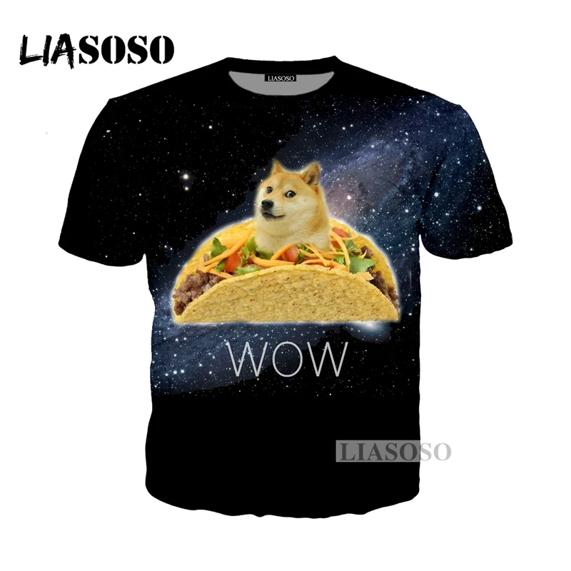 

LIASOSO NEW Animal Doge SHIBA Funny MEME T shirt 3D Print Unisex Brand Rainbow Nyan Cat Cute Broken Screen Pizza Tee Shirts G562