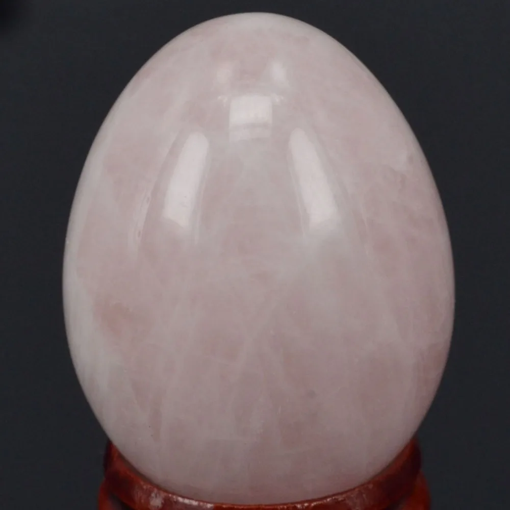 

34x44MM Natural Stone Rose Quartz Crystal Sphere Egg Chakra Healing Reiki Carving Crafts Minerals W/Stand