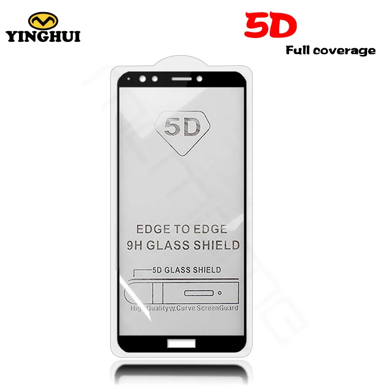 

5D Tempered Glass Huawei Y6 Y7 Prime Y9 2018 Mate 10 Pro P20 Pro Lite Full Coverage Screen Protector Protective Film Full Glue