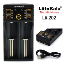 Liitokala Lii-202 зарядное устройство, Зарядка 18650 1,2 в 3,7 в 3,2 в 3,85 В AA/AAA 26650 10440 16340 25500 NiMH литиевая батарея