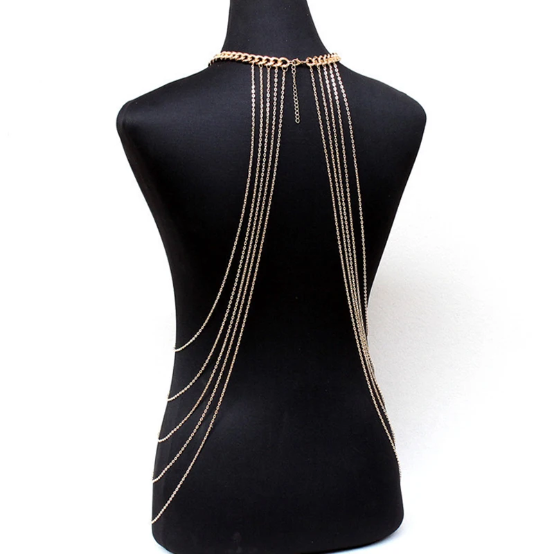 Jóias de Alta Arnês para Feminino Moda Quente Punk Corpo Qualidade Multicamadas Borla Cintura Corrente Link Colar Acessório 19 Joias para o corpo