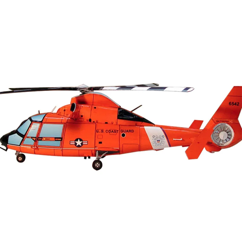 

DIY 44cm 1:33 HH-65A Dolphin USCG Eurocopter Helicopter Plane Aircraft Paper Model Assemble Hand Work 3D Puzzle Game Kids Toy