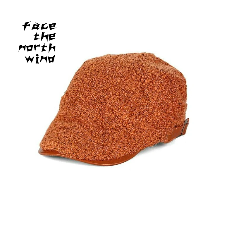 

Men cap New winter Candy-colored embroidered towels Cap Berets hat