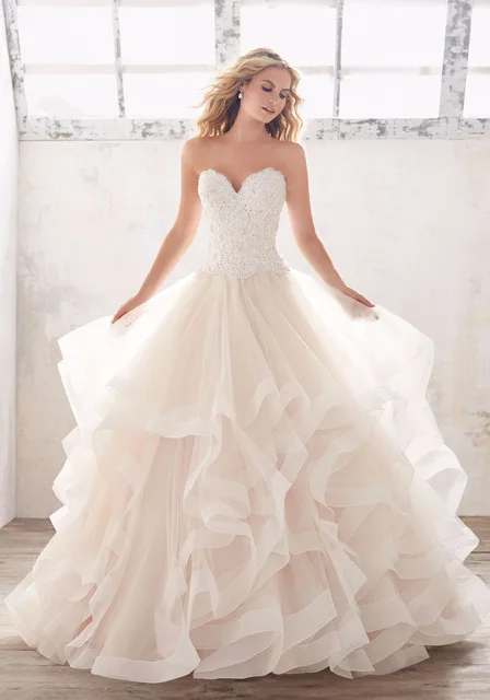 vestidos de novia de organza volantes balón vestido de boda vestido