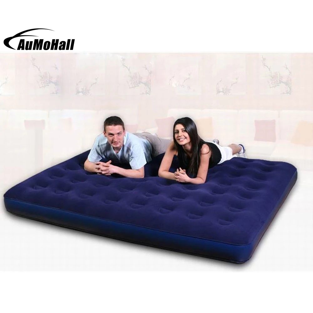 

Outdoor Bedroom Blue Ultra Double Daybed Lounger Airbed Inflatable Pull-Out Sofa Couch Air Bed Mattress Sleeper FLOCKED