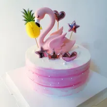 Свадебный торт Топпер розовые полимерные декоративный, с рисунком Фламинго DIY ребенок счастливый декор для именинного торта девушка подарок на день Святого Валентина