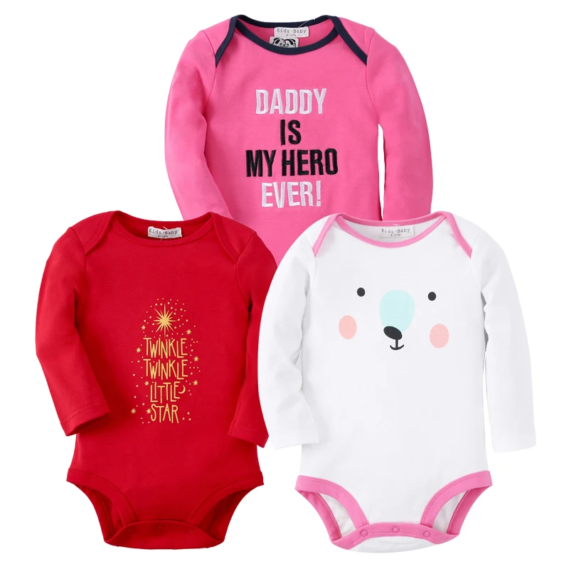 3pcs Cotton Baby Body Long Sleeve Newborn Baby Girls Bodysuits Infantil