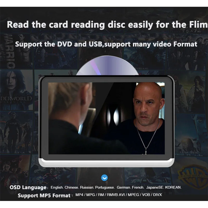 Лучший подголовник автомобиля dvd плеер Android 10 1 &quotHD 1080P экран Поддержка WIFI/HDMI/USB/TF/BT