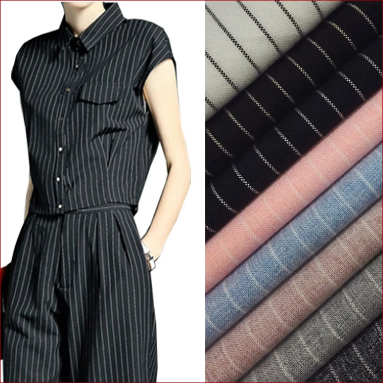 

Dress Trousers Suit Textile Quality Polyester Rayon Stripe Fabric Fashion