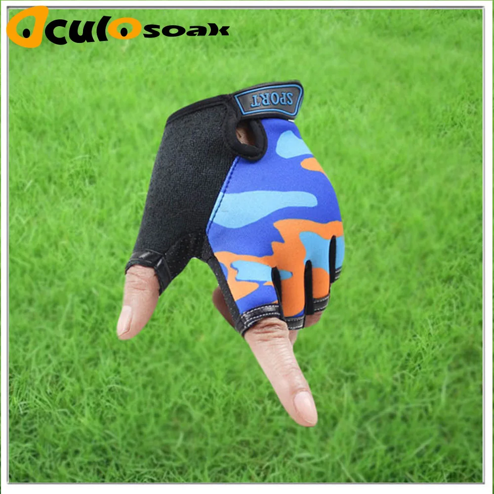 

2019 Cute Children Gloves Outdoor Sports Luvas For 4-12 Years Luvas Boys Girls Half Finger Sky Pattern Fingerless Mittens