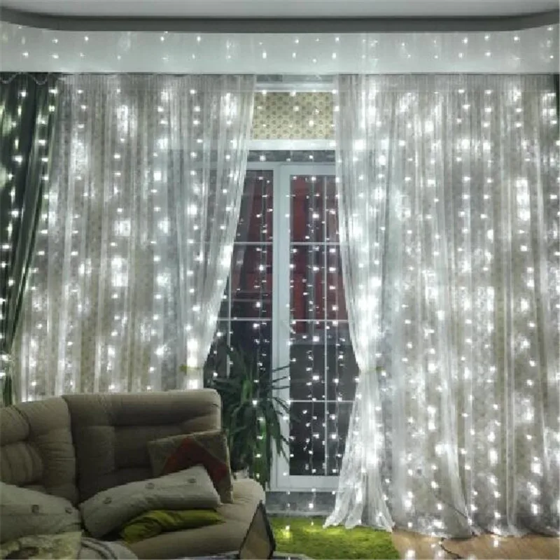 

Curtain LED String Lights modern home 600leds 6*3M Christmas Garlands Fairy Party Garden Wedding new year Decor