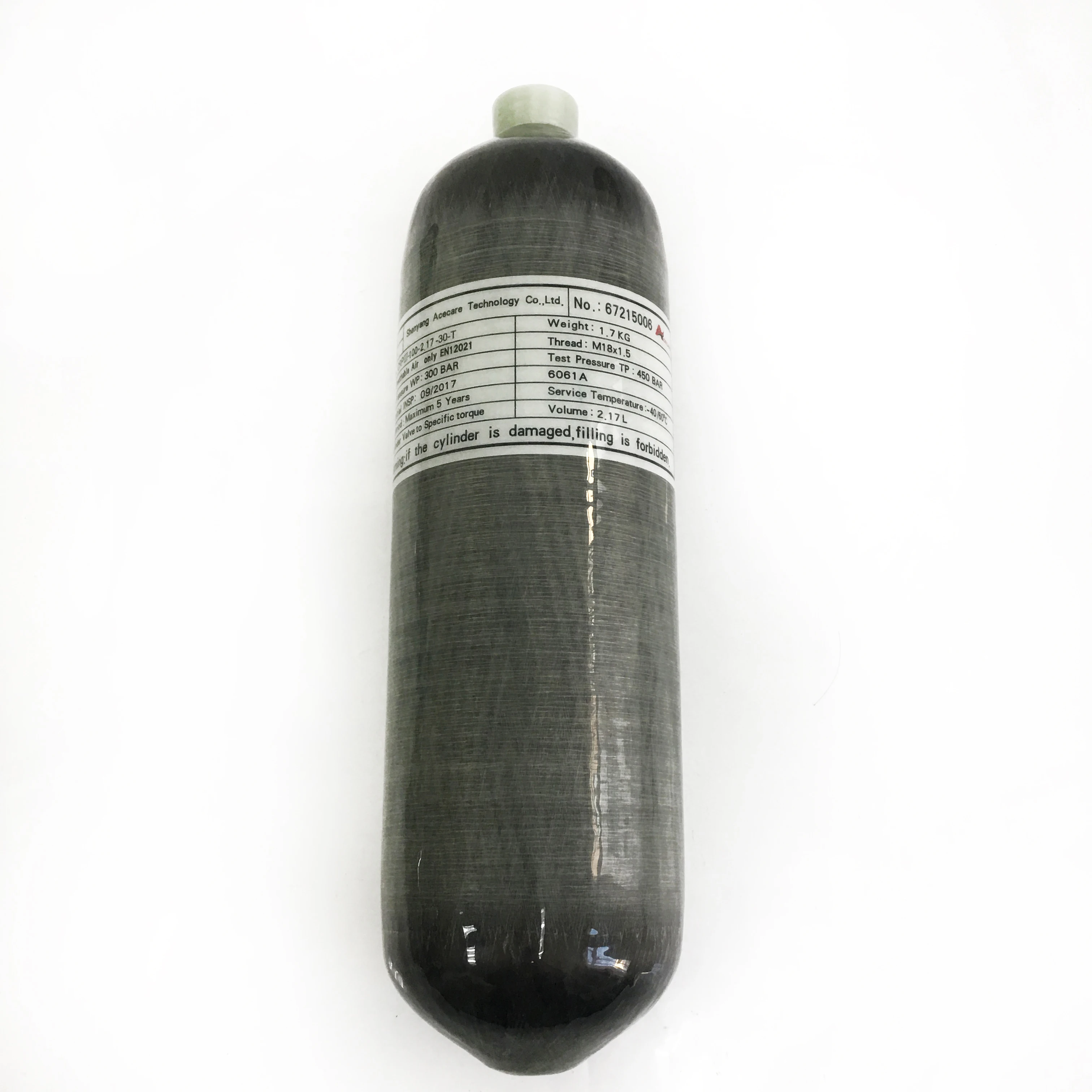 AC1217 2.17L CE высокого давления 4500Psi композитный баллон для Акваланга PCP