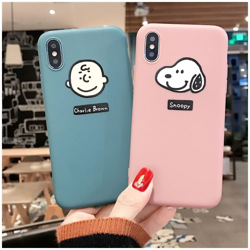 

Korea Lovely Boy Cartoon Dog Phone Cases For iPhone 7 8 Plus X XS XR Max 6 6S Plus Candy Color Soft silicone Back Cover
