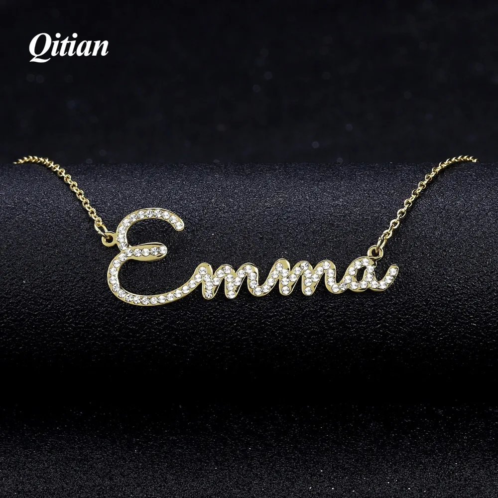 Fashion Jewelry Necklaces Chain Any-Name Iced Out Qitian Personalized Zirconia New-Arrival