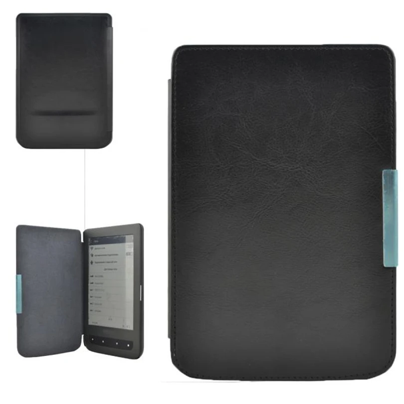 Чехол-книжка с подставкой для планшета Crazy Horse, кожаный чехол для Pocketbook 614 624 626 640 6 дюймов, противоударный чехол A30 - Цвет: Black