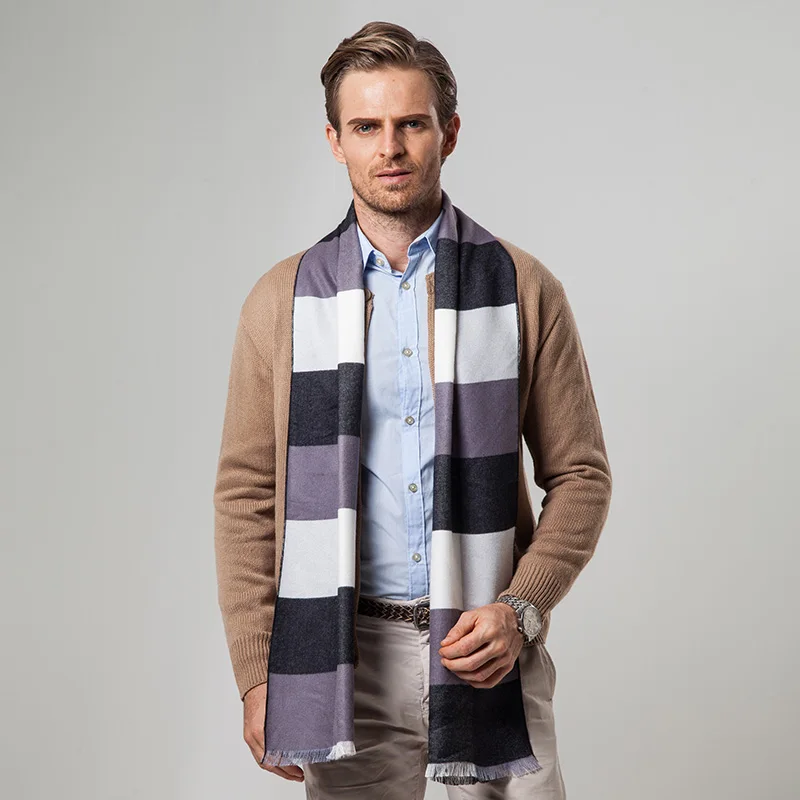YOUHAN модные европейские шарфы мужские новые зимние теплый кашемировый шарф мужские деловые шарфы в клетку
