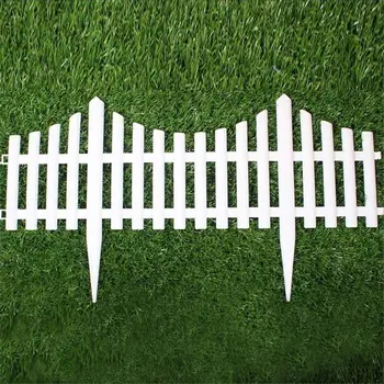 

ZORASUN 5PCS Plastic Garden Fence Easy Assemble White European Style Insert Ground Type Plastic Fences for Countryyard Decor