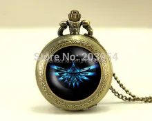 fashion new movie Zelda Hyrule Crest quartz Pocket Watches 1pcs locket necklace,legend of Zelda steampunk vintage style Pendant