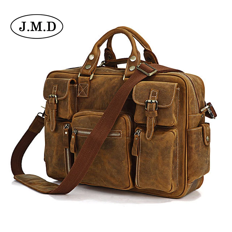 Genuine Leather Men Bag Crazy Horse Leather Men's Handbags Casual Business Laptop Shoulder Bags Briefcase Messenger tote bag 2017 men casual briefcase business shoulder leather messenger bags computer laptop handbag men s travel bag handbags crazy horse