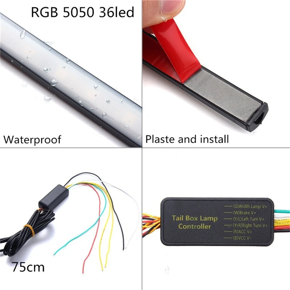 QCDIN RGB 5050 36 светодиодный 60 см 2880LM автомобилей гибкая Декоративная гирлянда атмосфера красочные Гуд решетки освещения