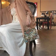 Винтажный дизайн, ручная вышивка, женская сумка в стиле Корта, антикварная сумка, элегантная женская сумка на плечо с цепочкой