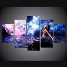 5 Pieces set The Rusalka Blue Mermaid Modern Home Wall decorations for home Art HD Print