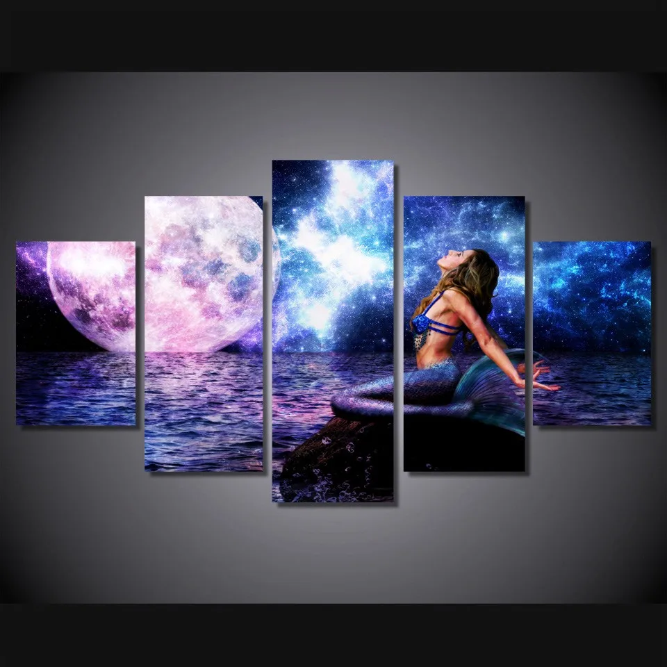 5 Pieces set The Rusalka Blue Mermaid Modern Home Wall font b decorations b font for