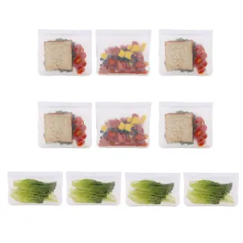 

10 Pack Reusable Food Storage Bags,（6 Reusable Sandwich Bags & 4 Reusable Snack Bag) Extra Thick PEVA Material BPA/Plastic Free