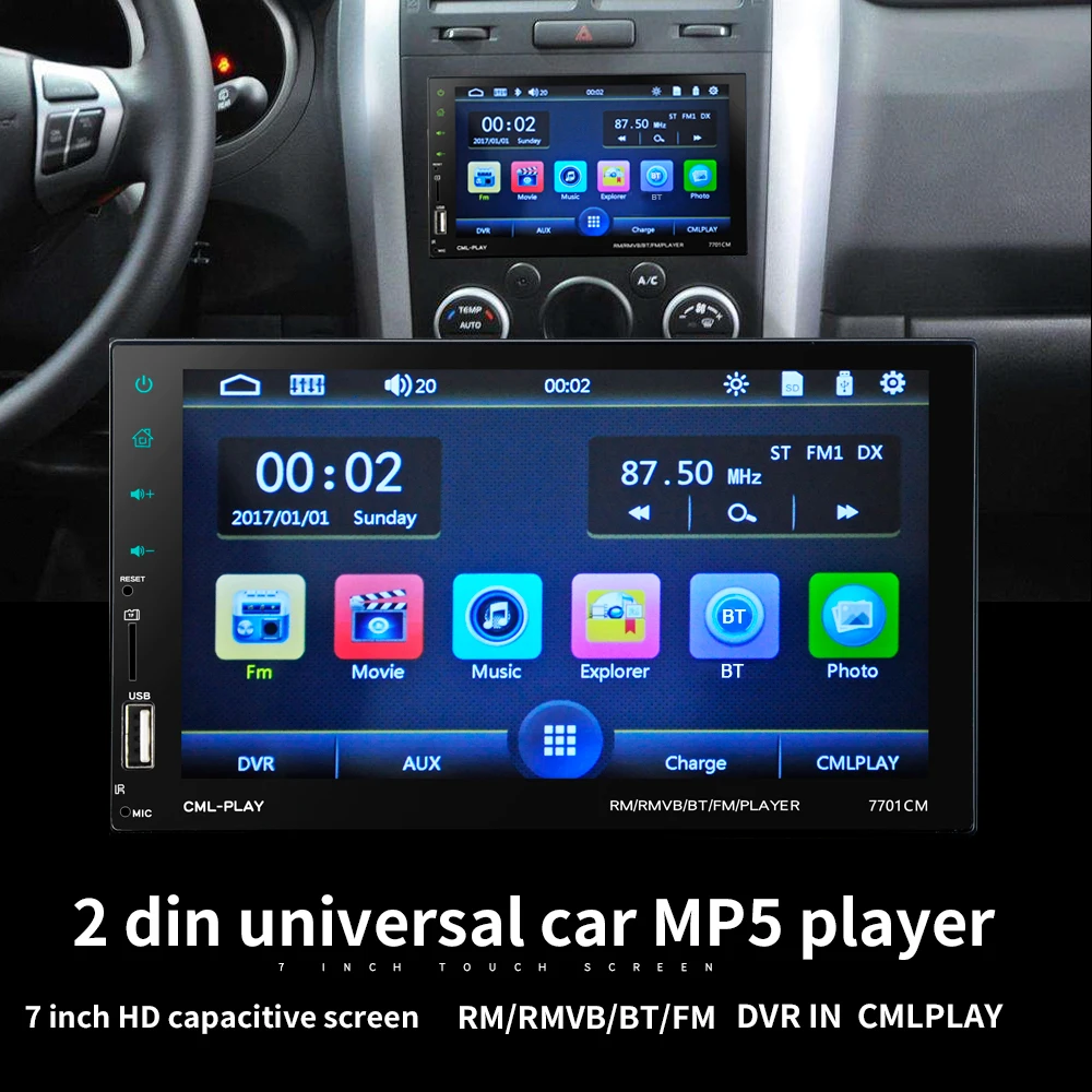 

2 Din Car Audio 7" Car MP5 Player Touch Screen Autoradio Car Radio Stereo FM RDS BT Remote Control Support Rear View Camera
