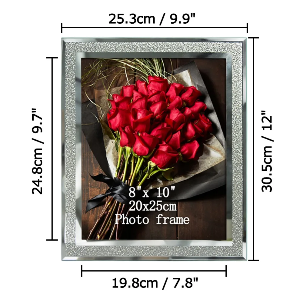 Giftgarden 8x1" Стекло рамки для фотографий с серебристой стороной изображение наборы фото-рамок дома DecorTable украшения, набор из 2 шт