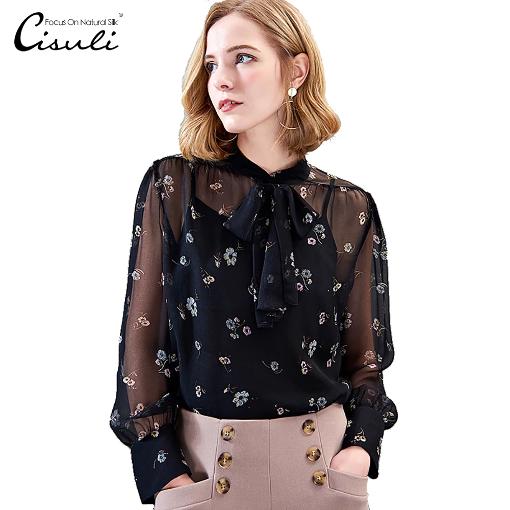 CISULI 100% Mulberry Silk Chiffon Shirt 