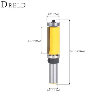 

DRELD 1/2" Shank Woodworking Milling Cutter Top & Bottom Bearing Pattern/Flush Trim Router Bit Wood Chisel Drilling Cutting Tool