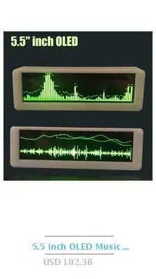 5,5 дюймовый OLED дисплей музыкального спектра анализатор голосового управления автомобильный усилитель индикатор уровня звука VU метр clcok температура, влажность