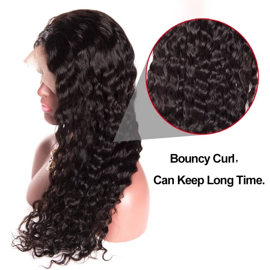 Peruvian Water Wave 360 Lace Frontal Wig Pre Plucked With Baby Hair Lace Front Human Hair Wigs For Women RXY Remy Black Lace Wig (4)