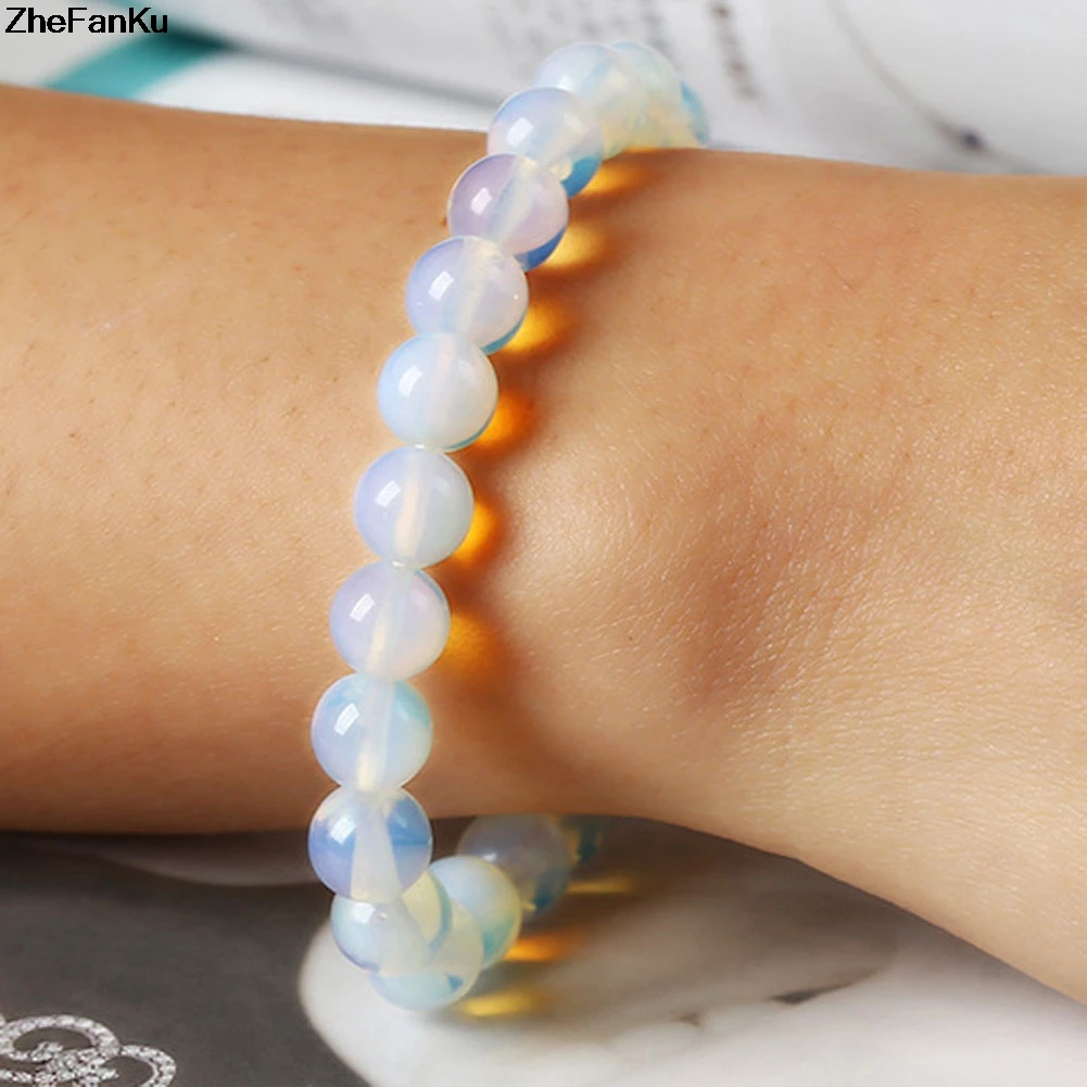 

Moonstone Strand Bracelet Opal Bracelets Beads Men Women Beaded Jewelry Femme Bijoux Love Diy Natural Stone Crystal Trendy Gifts
