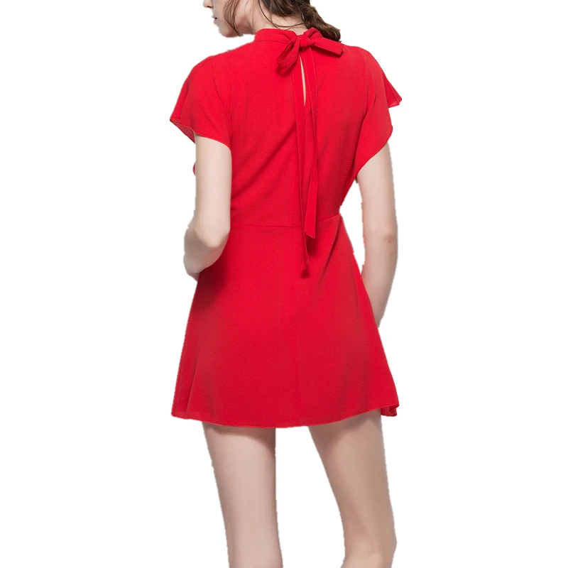 2017 женское Модное шифоновое платье тонкое Летнее мини-платье трапециевидной