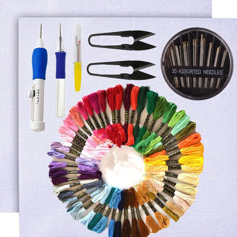Embroidery Kit Skeins Hoop Frame Cloth Crochet Hookaa