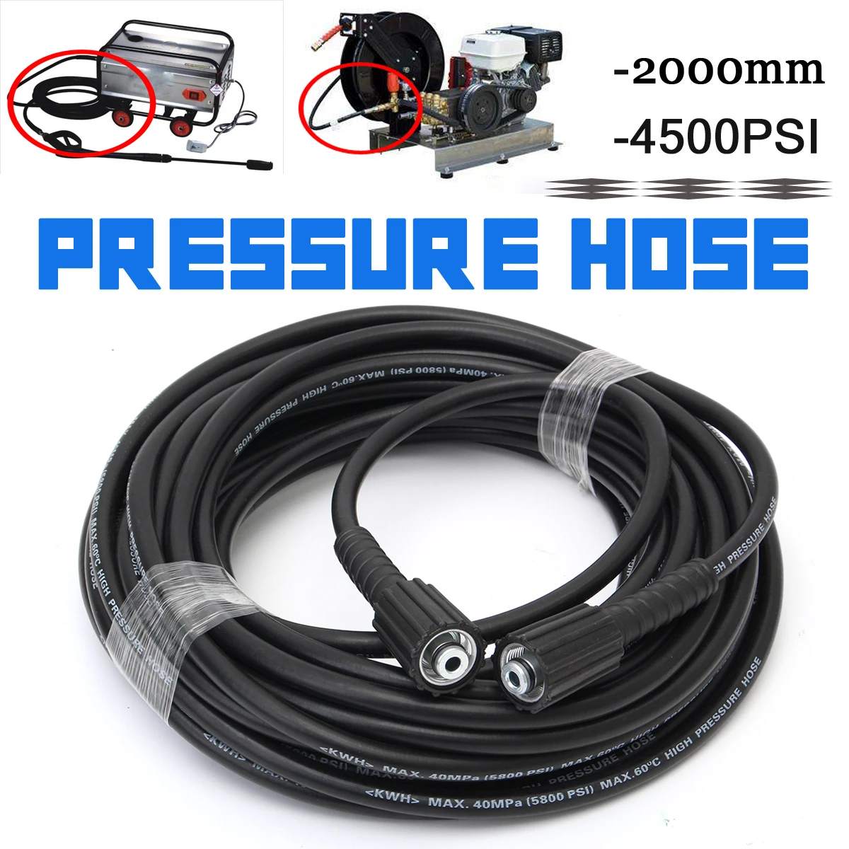 

2018 20m High Pressure Washer Hose Black Replacement Extension Cleaning Hose Interface 14mm Car Cleaning Accessories