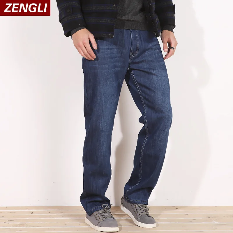 Мужские джинсы ZENGLI зимние теплые фланелевые на подкладке классические