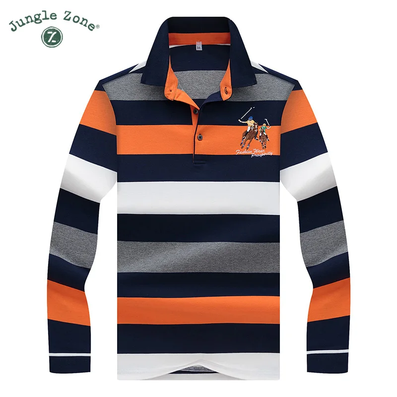 

High Quality Solid color 3D Embroidery Polo Shirt Casual Polo Shirt men's Long sleeve polo shirt 2018 new Striped men Polos 8808
