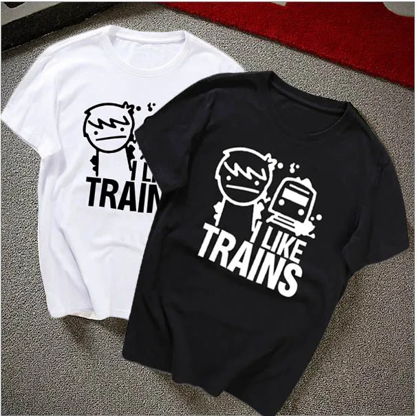 I LIKE TRAINS TRAIN ASDFMOVIE ASDF T SHIRT MOVIE MUSIC FUNNY Logo Print